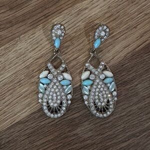 Elegant Silver and Blue Teardrop Earrings